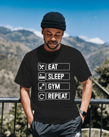 Eat Sleep Gym Repeat - Unisex Oversized T Shirt - Bindaas Store