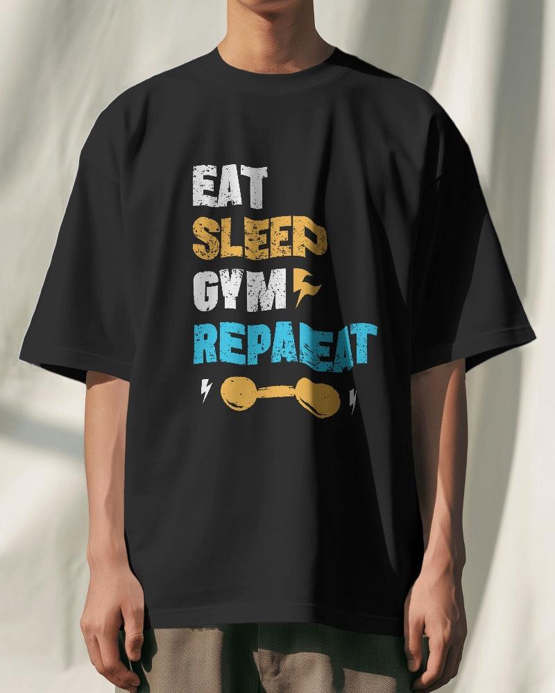 Eat Sleep Gym Repeat - Unisex Oversized T Shirt - Bindaas Store