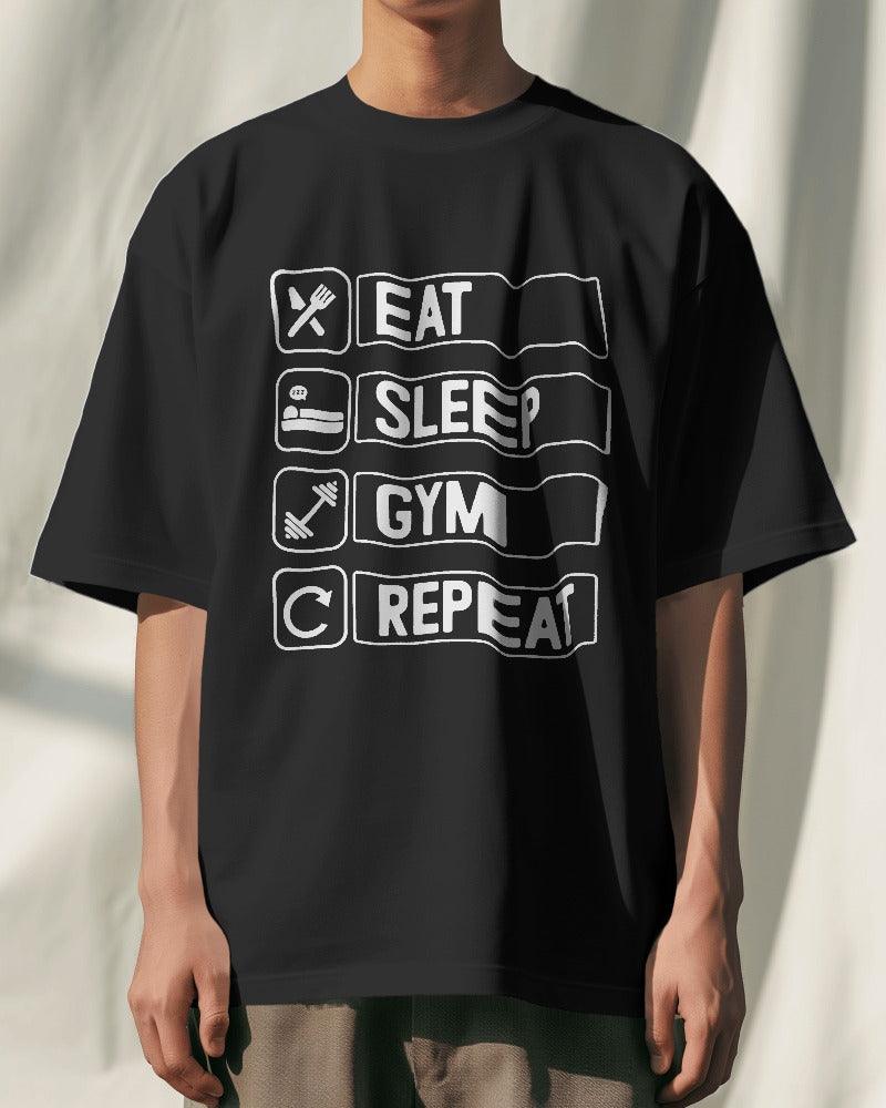 Eat Sleep Gym Repeat - Unisex Oversized T Shirt - Bindaas Store