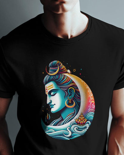 Lord Shiva with Moon - Men's Classic T Shirt - Bindaas Store