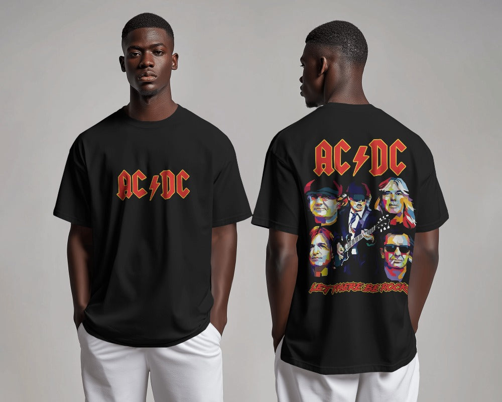 AC DC Oversized T Shirt - Front & Back Print