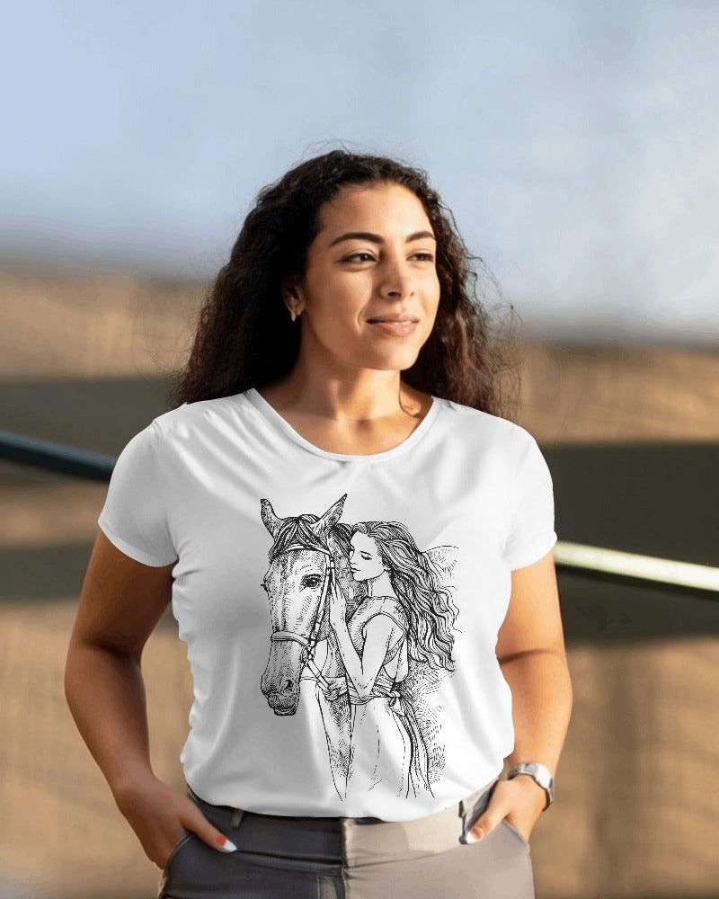 Lady with Horse - Women's T-Shirt - Bindaas Store