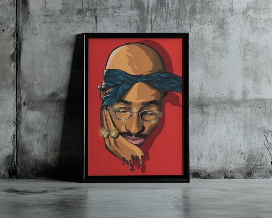 Tupac Red Poster - Framed/ Unframed