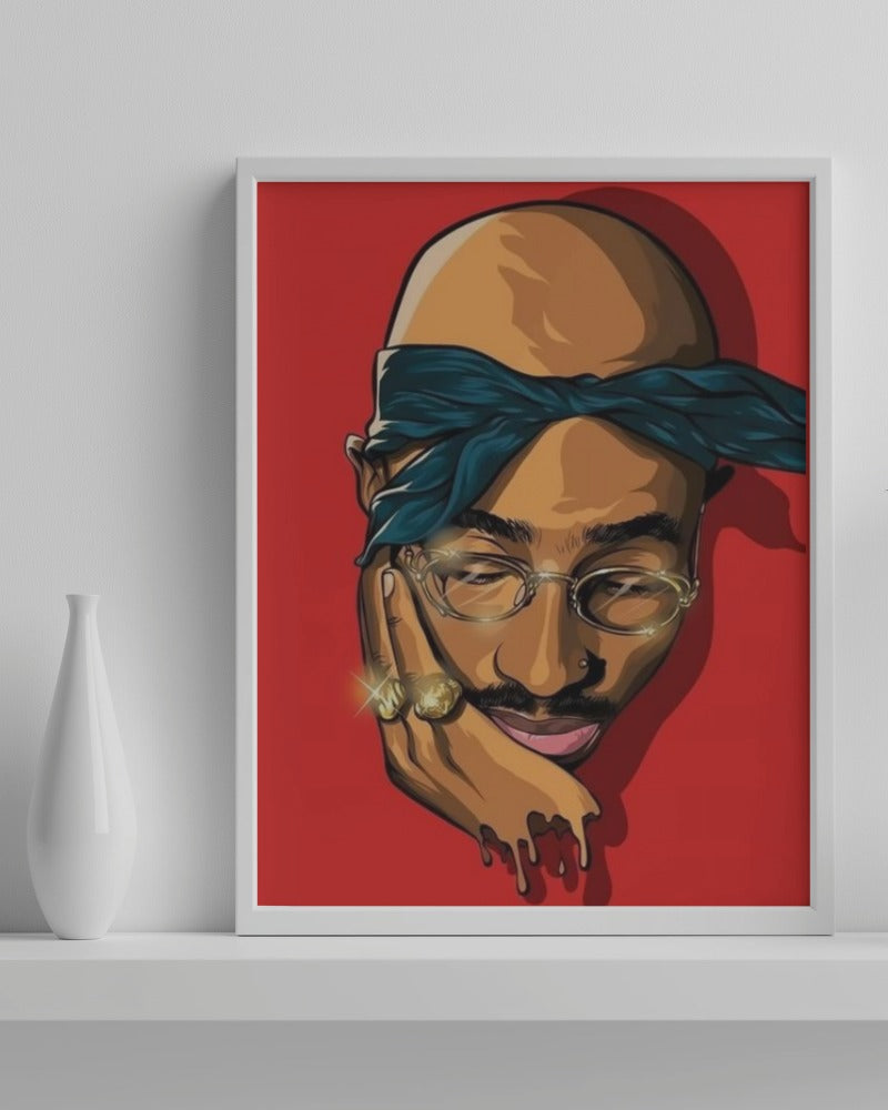 Tupac Red Poster - Framed/ Unframed