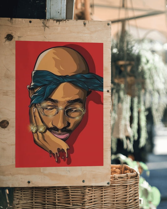 Tupac Red Poster - Framed/ Unframed