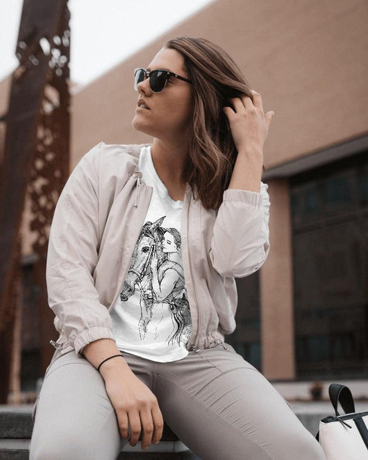 Lady with Horse - Women's T-Shirt - Bindaas Store