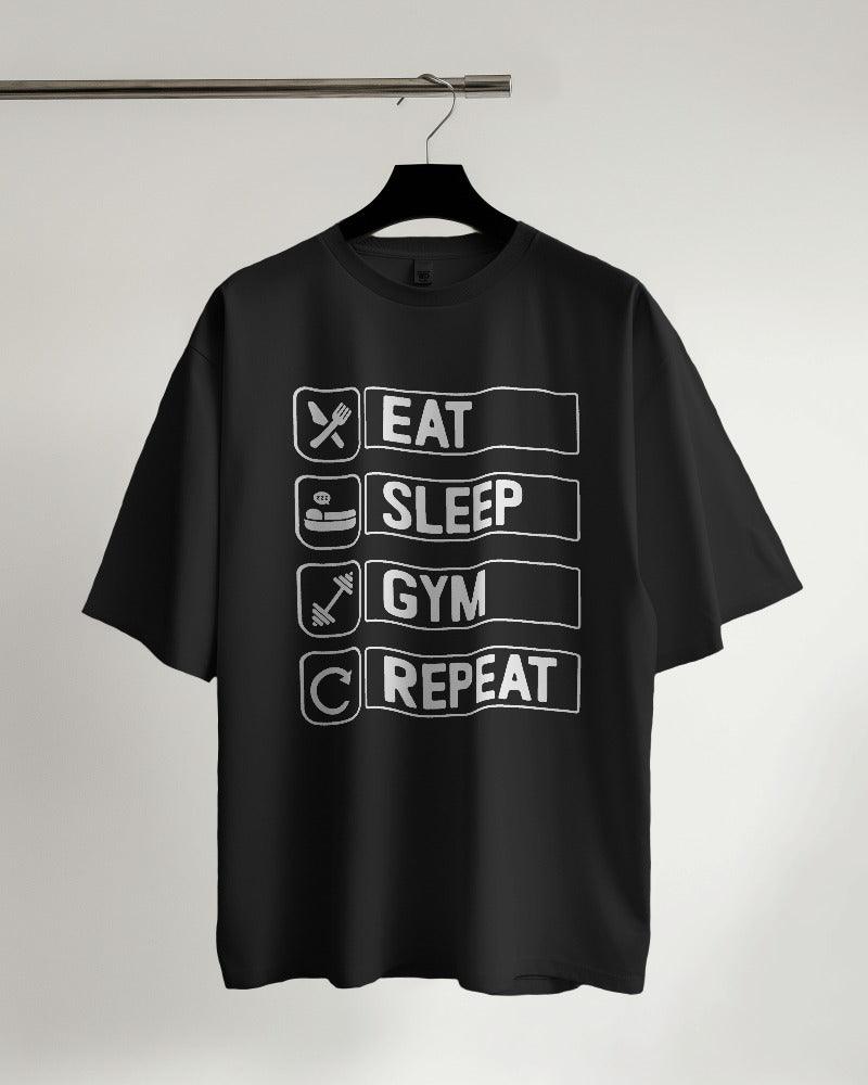 Eat Sleep Gym Repeat - Unisex Oversized T Shirt - Bindaas Store